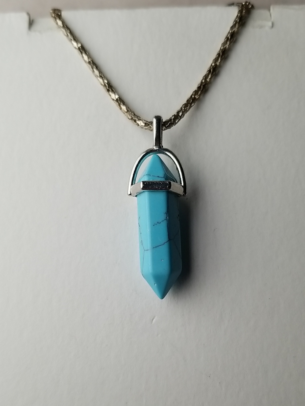 Hexagonal Blue Howlite Necklace Pendant